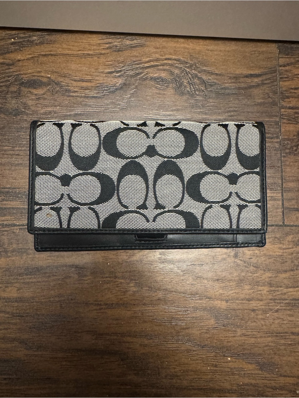 Coach Signature Canvas Black/Gray Checkbook Wallet